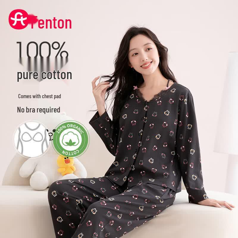 Fenteng Brown Bear 100% Cotton Women s Pajama Set L