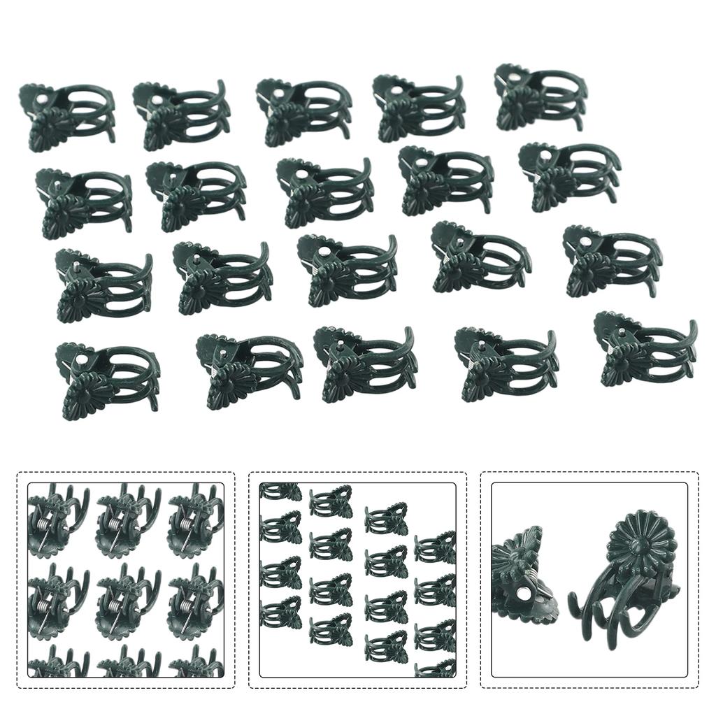 20pcs/set 6-Claw Plant Clips Climbing Vine Stem Clasp Tied Orchid Flower Support Clamps Bundle Branch Garden Tool Brown Green