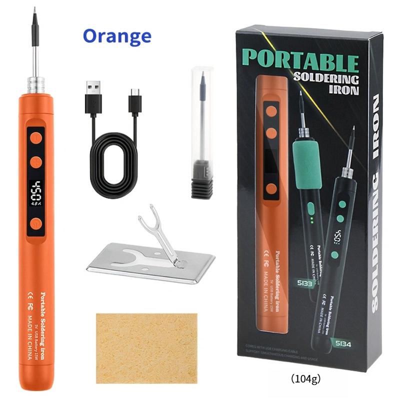 Portable Digital Soldering Iron Kit 5V/15W USB Fast Heating 180-450°C Adjustable Temp with Tips for Circuit Repair