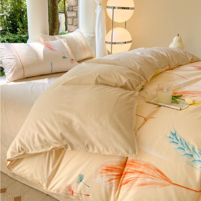 Bed Sheet Quilt Cover Pure Cotton Comfortable Small Fresh Bedding Bed Sheet Quilt Cover Pillowcase