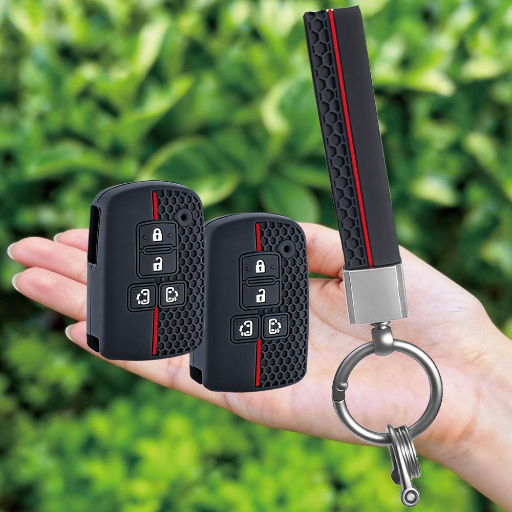 Keychain Silicone Car Key Case for Toyota Alpard Vellfire HV Noah Voxy Esquire Sienta 4 Buttons Smart Remote Fob Protector Cover