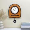 Wall Clock Silent Practical Display Stylish Art Wood with Pendulum Hanging for Cafe Office