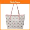 Women Large Pu Bag With Bow Cherry Print Design For Daily Use