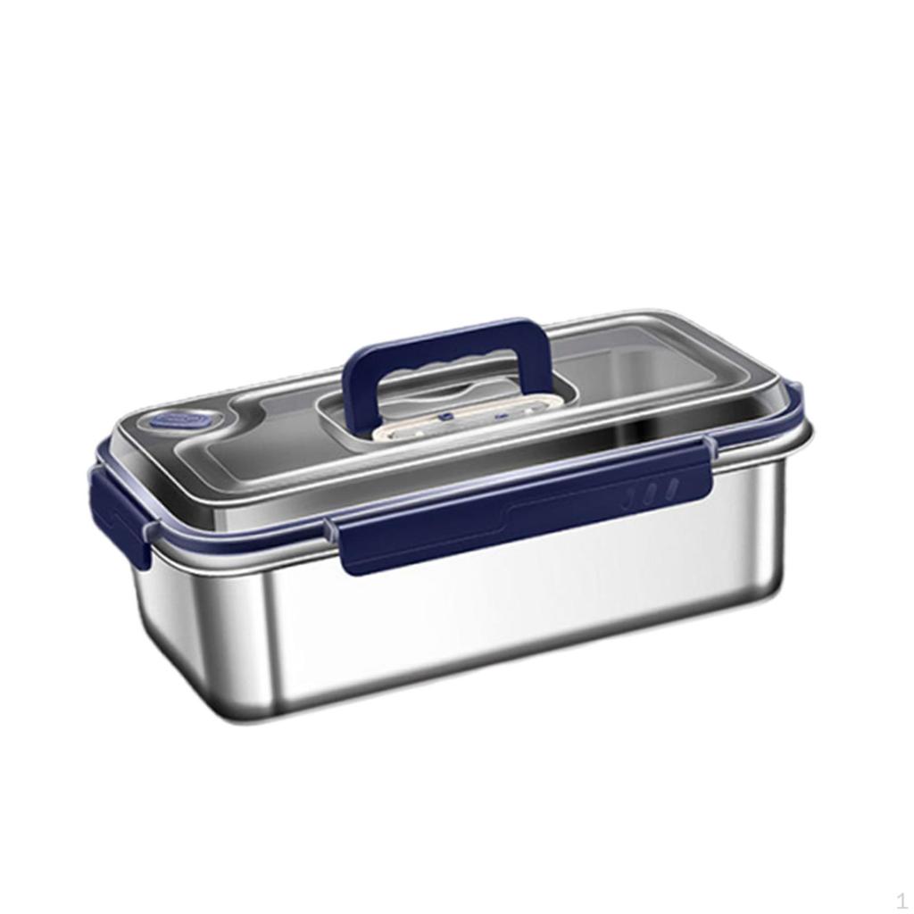 Stainless Steel Lunch Box Food Container Rectangle Stackable Lightweight Refrigerator Storage