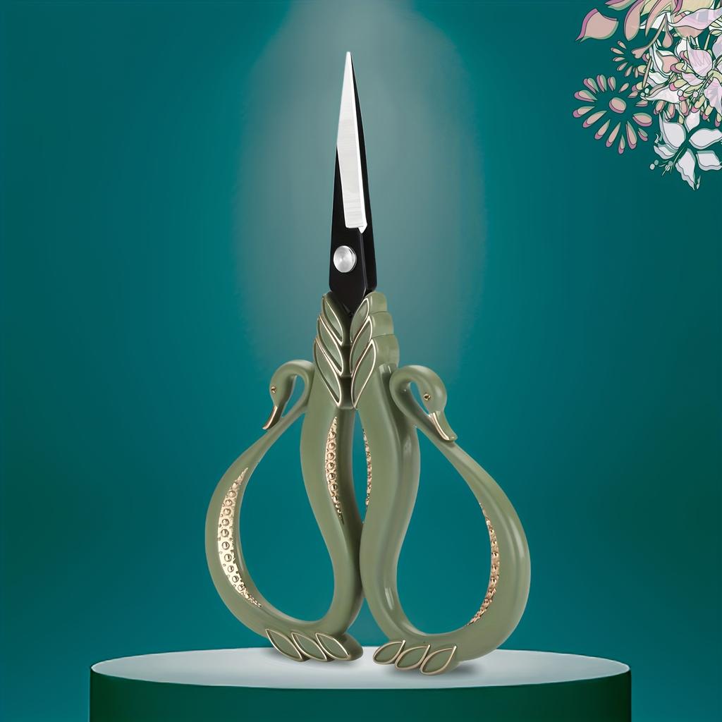 [1pc Vintage Steel Scissors] Vintage Style Scissors - 1pc Durable Steel Mini Sewing Cutter with Elegant Metallic Handles | Perfect for Embroidery