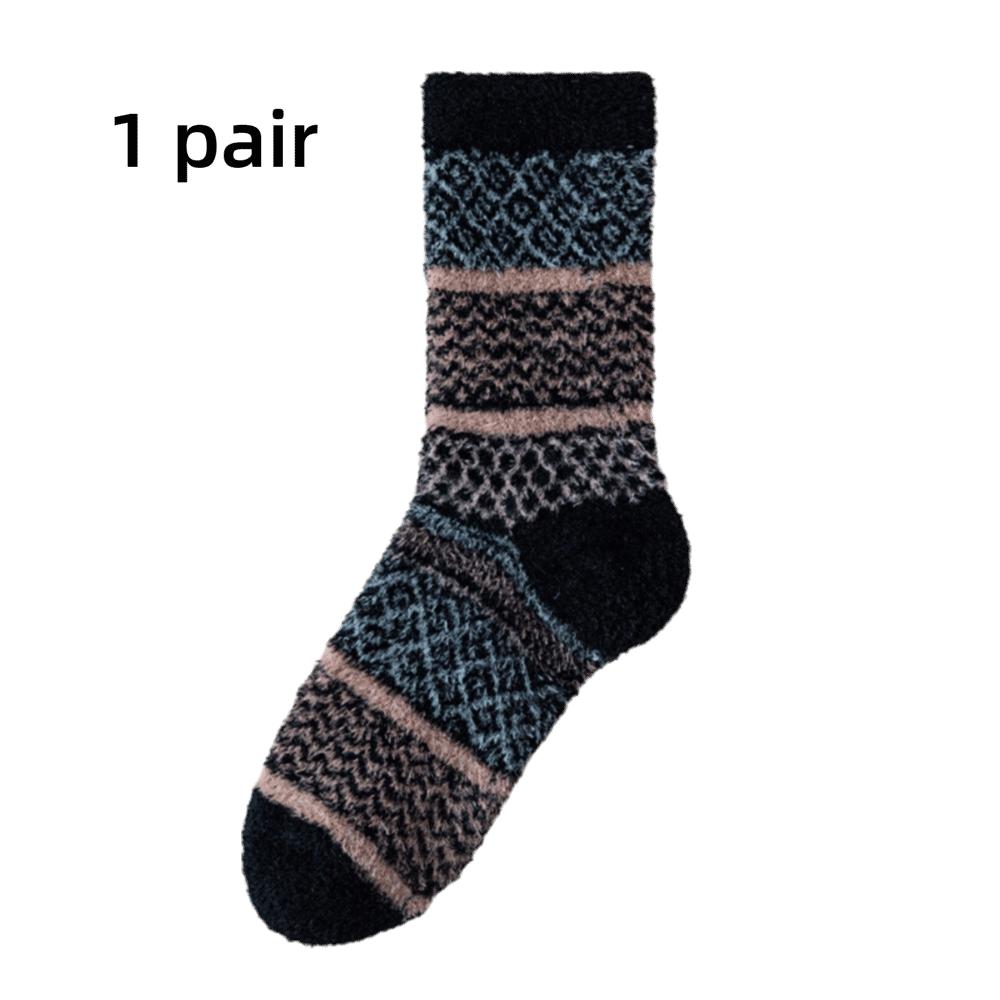 Fashion Autumn Winter Coral Fleece Socks Thicken Warm Sleep Socks Soft Half Fleece Medium Tube Sock For Women Girls