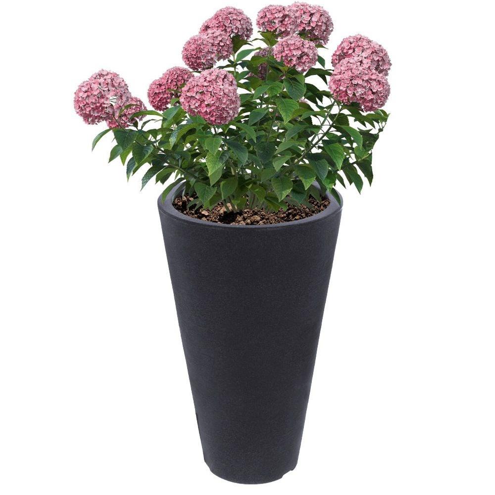 Grauer runder Plastik-Gartentopf 28x45 cm