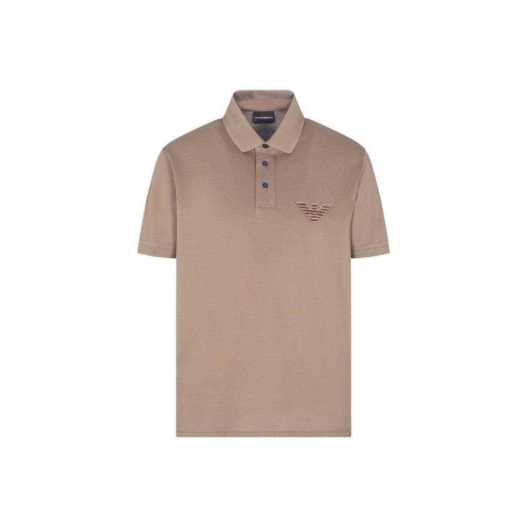 Emporio Armani Fw25 Pique Cotton Short Sleeve Polo Shirt With Eagle Patch Men tops EM003524-AF12955-U6189