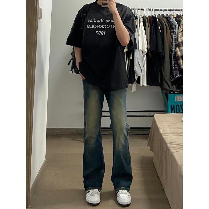 Retro Jeans Men'S Autumn New Style Explosive Street Hooligan Handsome Casual Pants For Teenagers Loose Straight Leg Wide Leg Men'S Pants