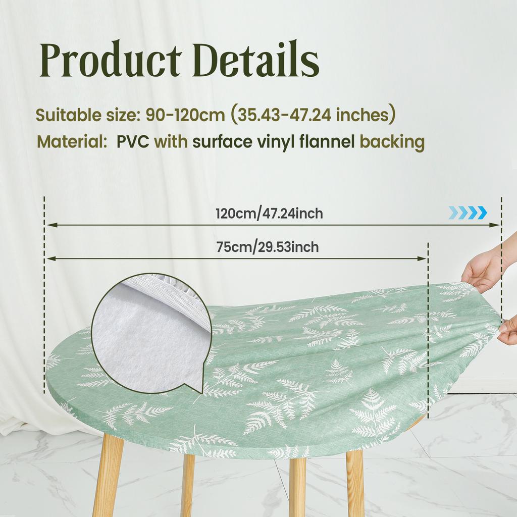 Elastic Round Table Cover Fitted Vinyl Waterproof Tablecloth Reusable Flower Dining Table Cloth For Home Table Protector Decor