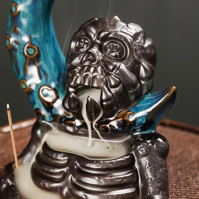 Waterfall Moon Incense Burner Skull Backflow Incense Burner Halloween Home Decor Home Aromatherapy (Without Incense)