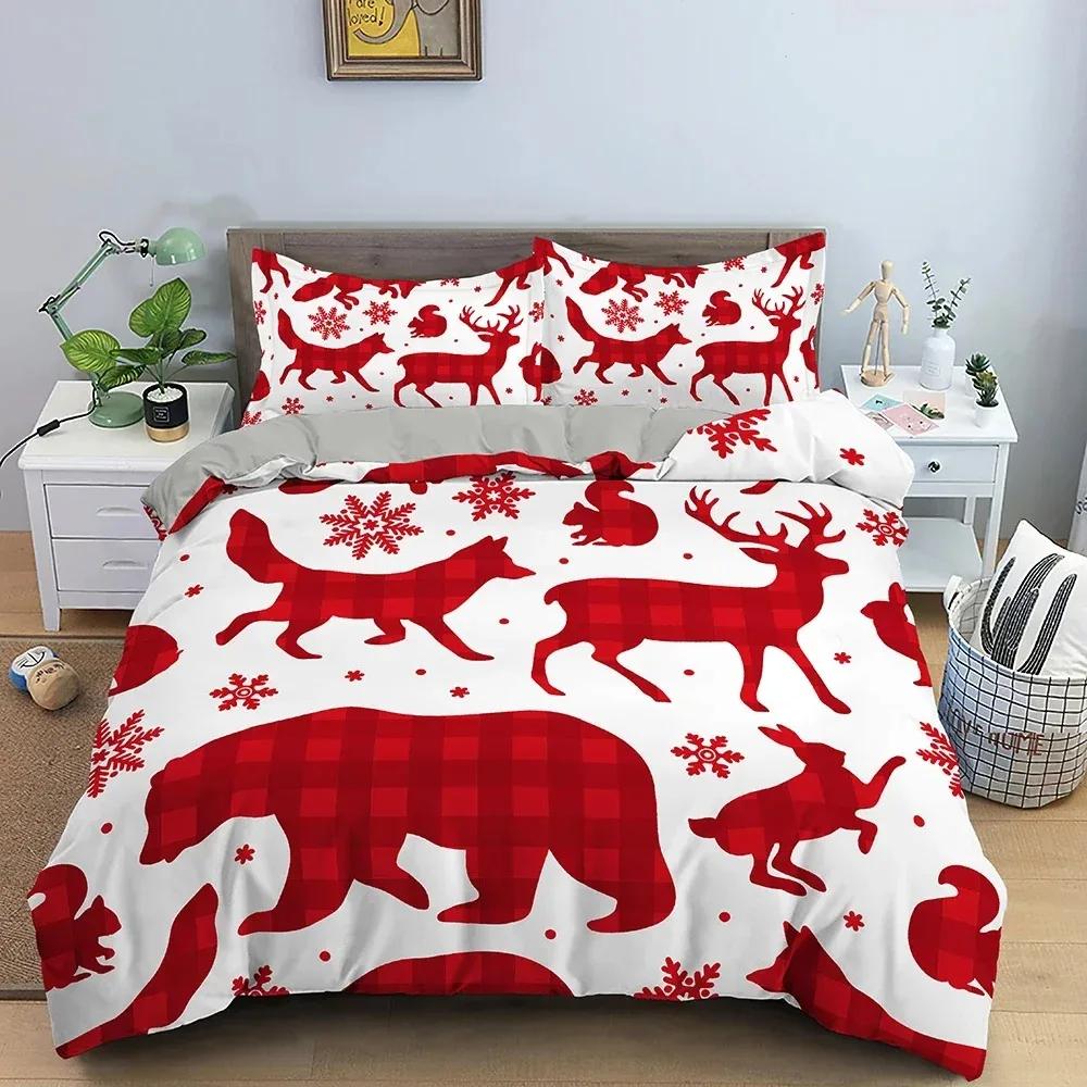 Christmas Decoration Bedding Set Luxury Soft Duvet Cover Sets 3D Christmas Printed Quilt Cover King Queen Twin Size Home Textile