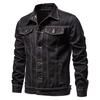 2024 Men Denim Jacket  Casual Solid Color Lapel Single Breasted Jean Jackets Autumn Long Sleeve Mens Coat Top M-5XL