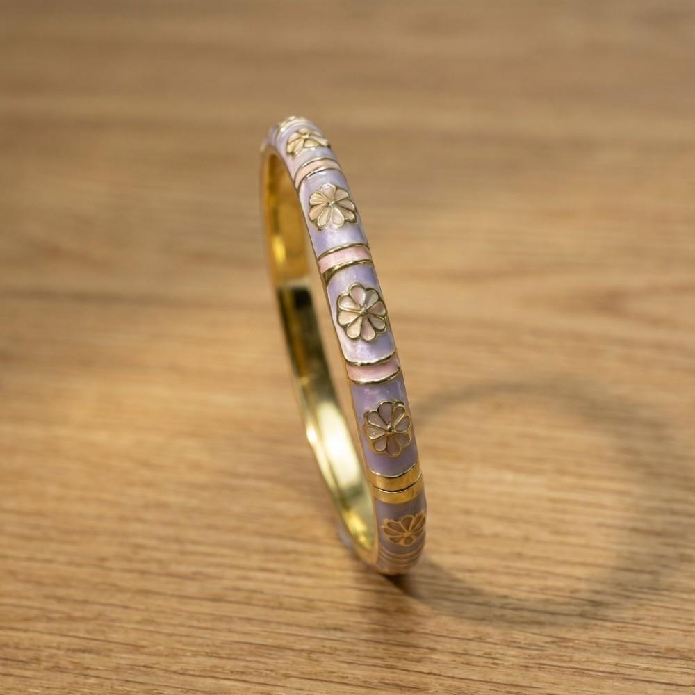 Traditional Vintage Cloisonne Bangle Enamel Women's Hand Bracelet Flower Bangle Jewelry Gifts
