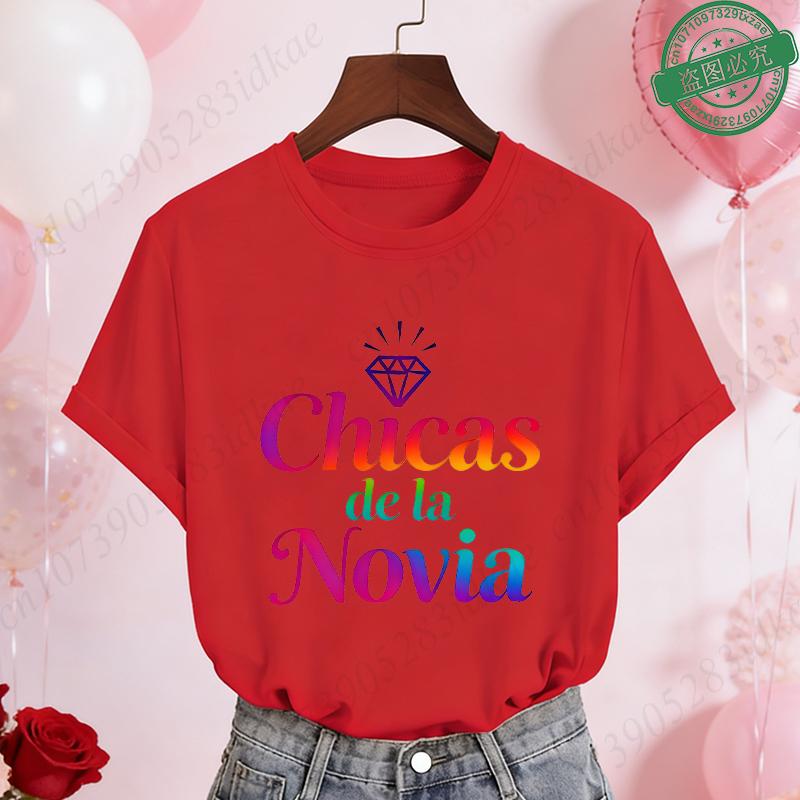 Spanish Girls Bridal Shower T-Shirts Team Bride Tribe Blouses Short Sleeve Tees for Bachelorette Hen Party Wedding Celebration