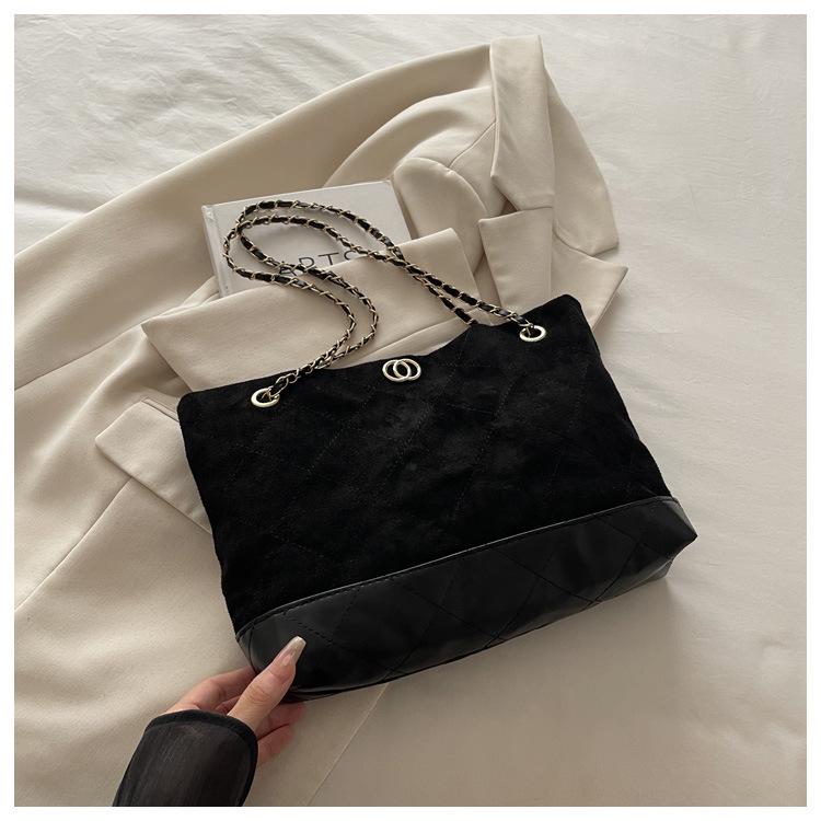 Women's Luxury Suede Diamond Chain Shoulder Bag, 2025 Trend, Large Capacity Tote