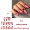 Press on Nail Stilettos Almond Fake Nail French Full Cover Acrylic False Nail Valentine Design Fake Nail for Women Girls