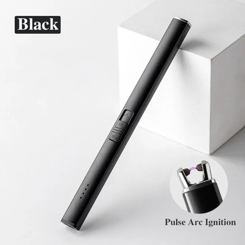 Electric Pulse Arc Lighter  Windproof Safety Lock Battery Display Outdoor BBQ Kitchen Igniter USB Lighter Smoking Accessories