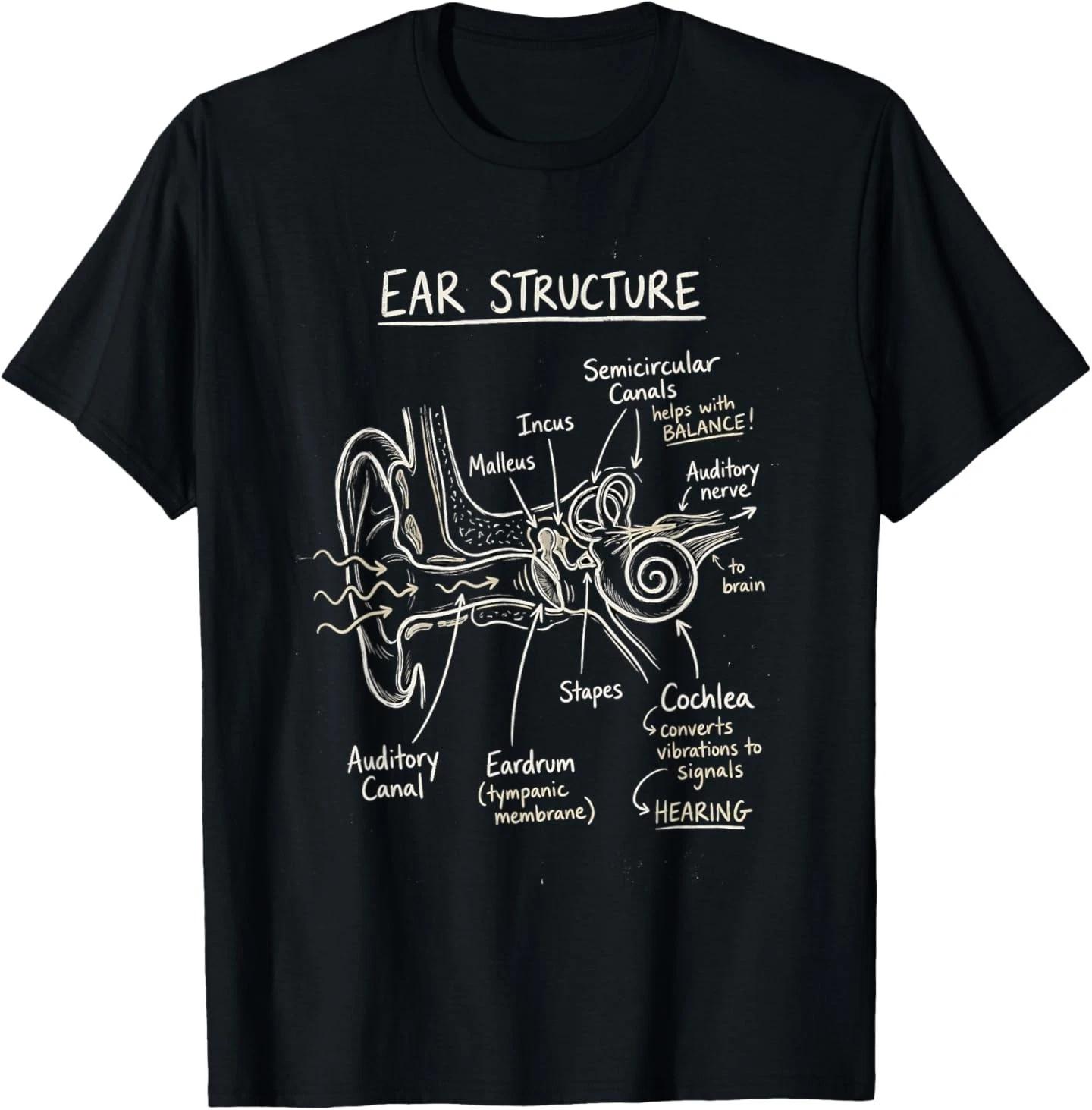 Ear Structure Anatomy Hearing Science Diagram T- Shirt L