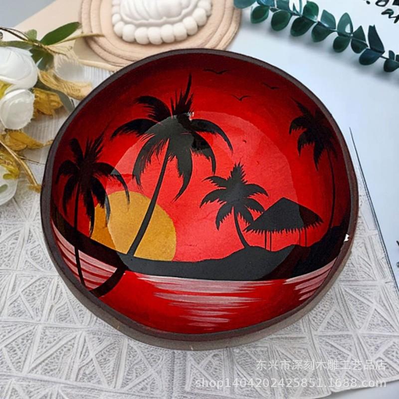 Vietnamese Coconut Shell Bowl Decorative Serving Dish Snacks Nuts Candy Home Decor Storage