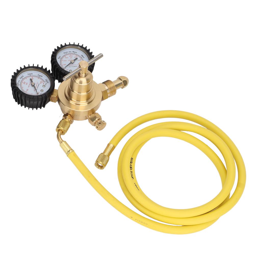 Nitrogen Pressure Gauge Regulator Test Kit Brass Inlet Outlet Connection with 200cm Hose