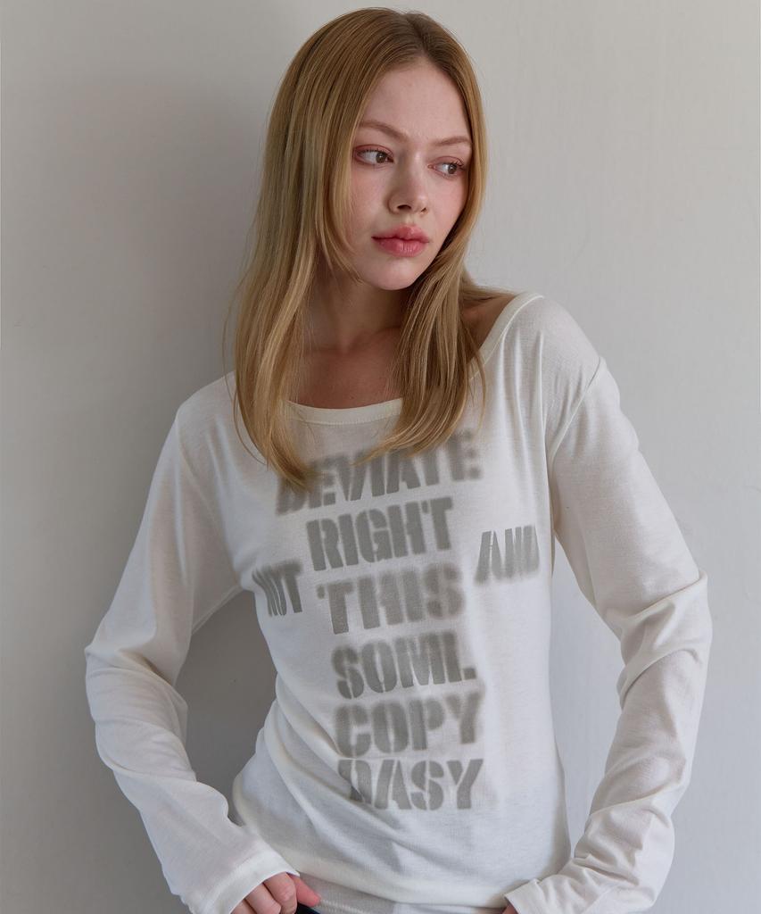 5OML Blur Lettering Loose Fit Long Sleeve (Ivory)