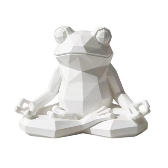 Yoga Frog Sculpture 3D Frog Figurine Printed Meditating Faceted