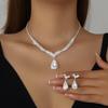 Trendy European & American Heart Necklace and Earrings Set for Women – Bridal Two-Piece Jewelry