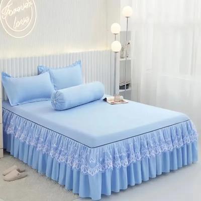 3pcs Bed Dress Lace Set Lace Skirt Bedspread Home Textile Solid Bed Skirt Bedroom Coverlets Bedspreads Sheets Dust Cover Bedding