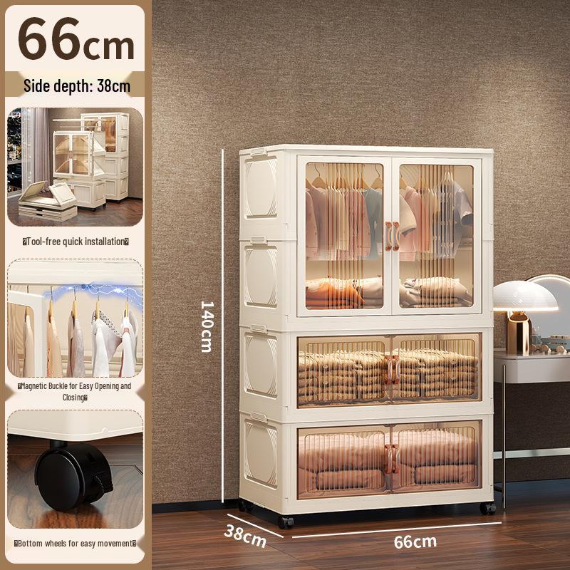 Foldable Children's Wardrobe: No-Assembly Storage Cabinet & Organizer Box for Baby's Room