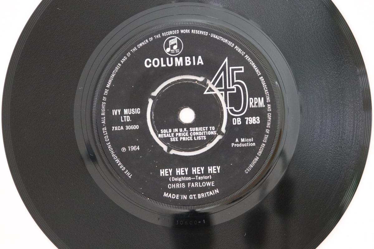 

7inch Record CHRIS FARLOWE - Hey Hey Hey Hey DB7983 Columbia 1966 UK Rock Used