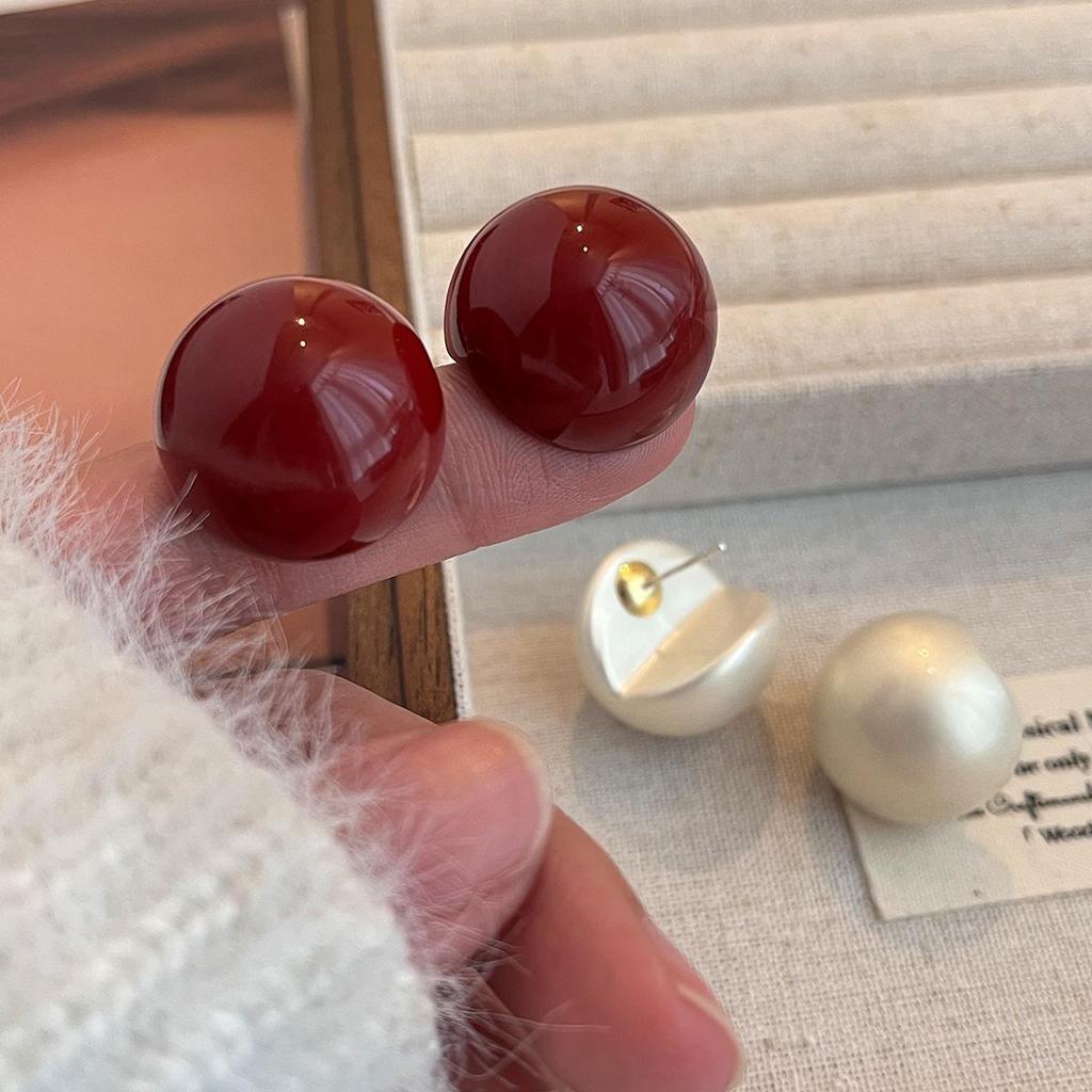 Silbernadel Herbst/Winter Rote Schleife Perle & Rose Kette Ohrringe