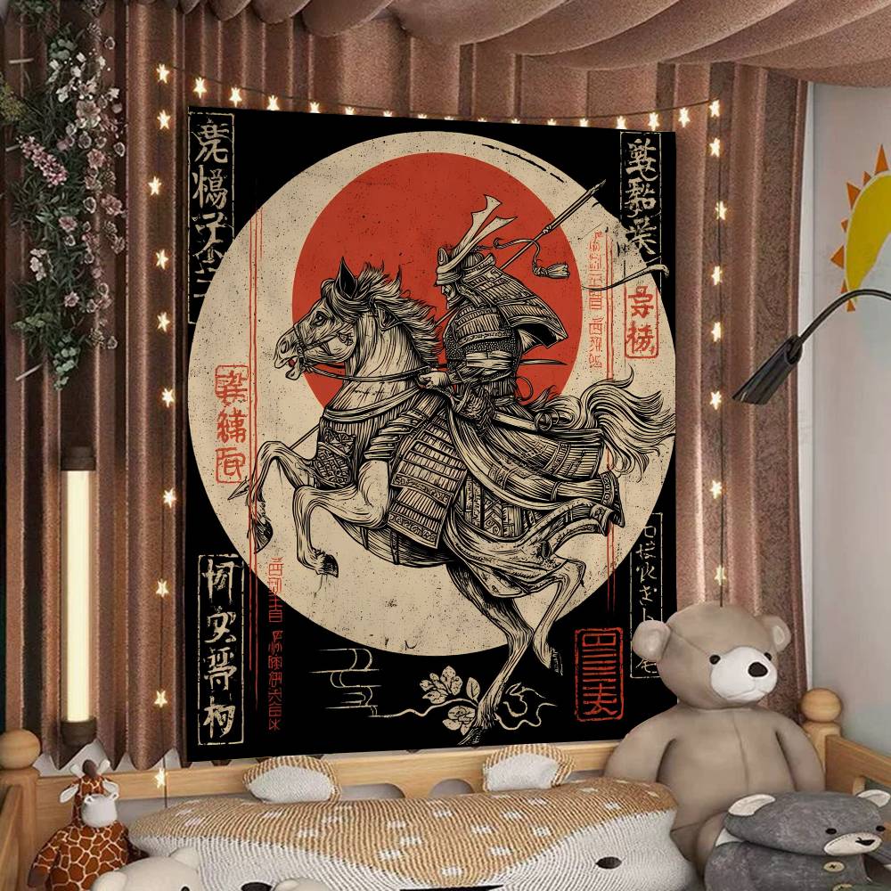 Japanese Samurai Cartoon Tapestry For Living Room Home Dorm Decor INS Home Decor