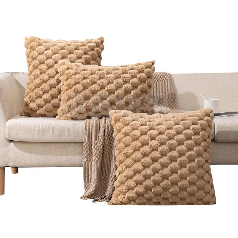 Woven Snowflake Velvet Solid Color Pillow Cover Pillowcase Soft Comfortable Waist Cushion Cover for Living Room Sofa Home Decor