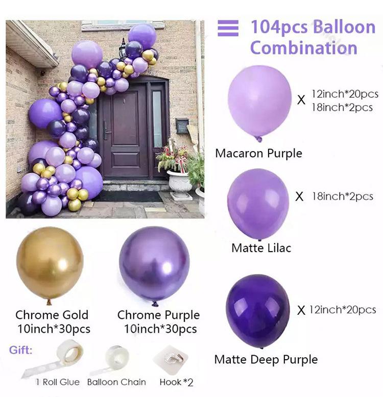 126pcs Purple Balloon Chain with Hollow Butterfly Scene Arrangement Garland Adult/child Baby Shower/wedding Decoration Birthday Party