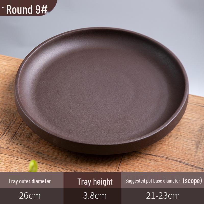 Purple Clay Ceramic Flower Pot Tray - Rectangular/Round Base for Water Catching Bonsai