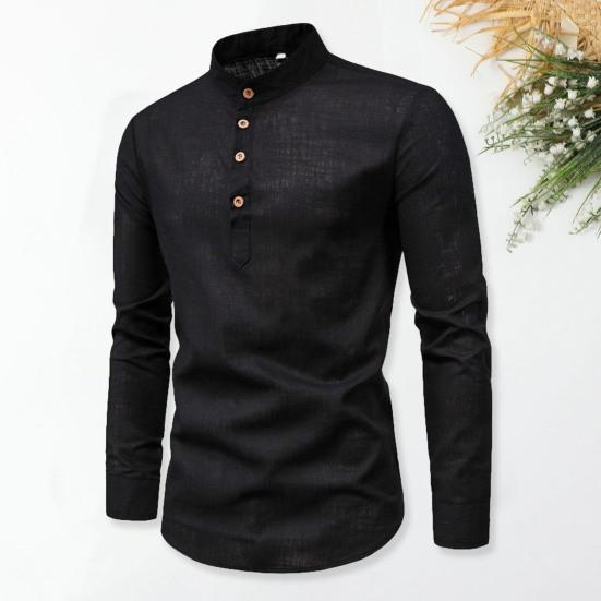 Męska koszula biznesowa Slim Fit ze stójką Lekkie, oddychające, stylowe koszule męskie z długim rękawem