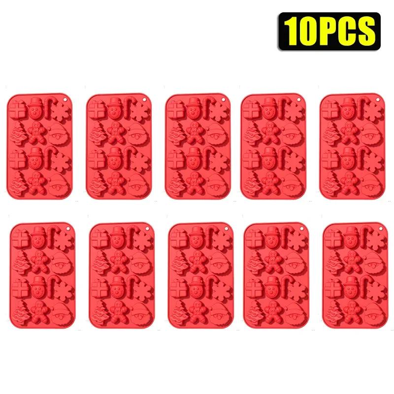 1-20PCS Christmas Tree Silicone Molds Santa Snowman Gingerbread Mold for Candy Jelly Baking Holiday Kitchen Crafts