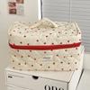 Ins Fresh Red Heart Quilted Cosmetic Bag  Large-Capacity Toiletry Storage Bag Portable Travel Makeup Bag Handbag