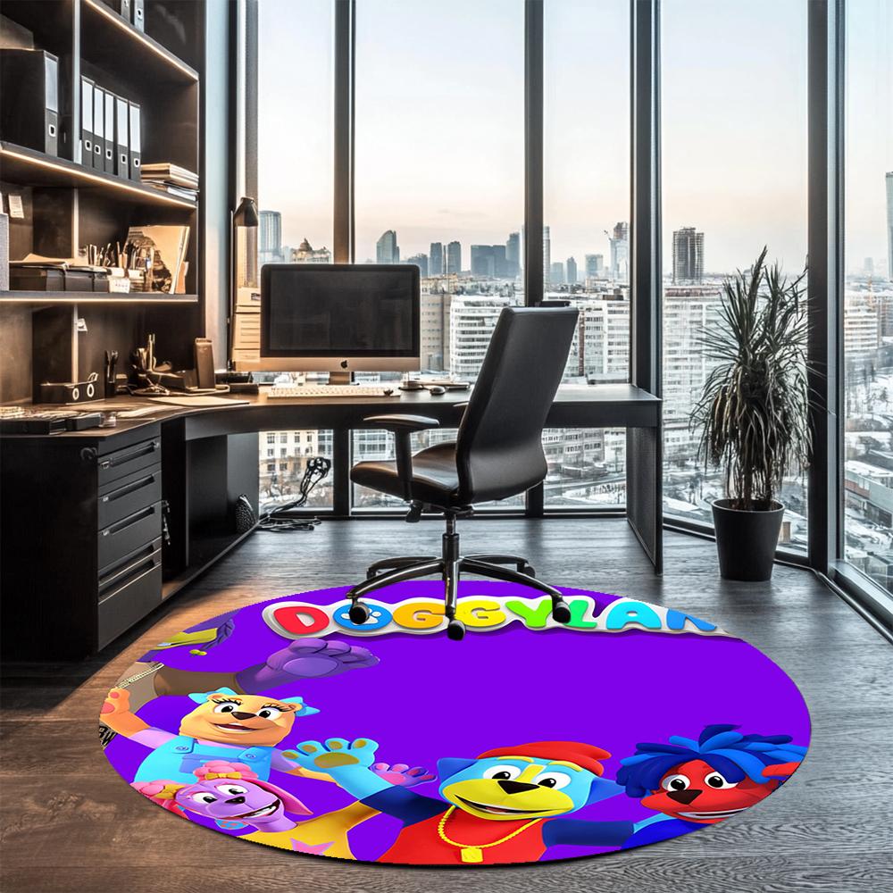 Doggyland Bedruckter Runder Teppich Teppich Stuhlteppich Bereichsteppich Eingang Fußmatten, für Bürostuhl Wohnzimmer Schlafzimmer Küchenraum.