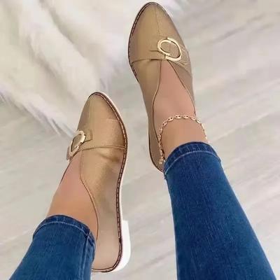 Fashion Shoes for Women 2024 Fashion Slip On Women's Flats Outdoor Daily Flats Women Pointed Toe Metal Decoration Plus Size Shoes Female