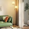 LED Floor Lamp, Modern Lamp with 3 Color Temperatures, Glass Globe Shades and Foot Switch, Gold