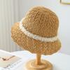 Bucket Hat Knitted Fisherman Hat with-style Ribbon, Windproof and Versatile Spring, Summer, and Autumn,