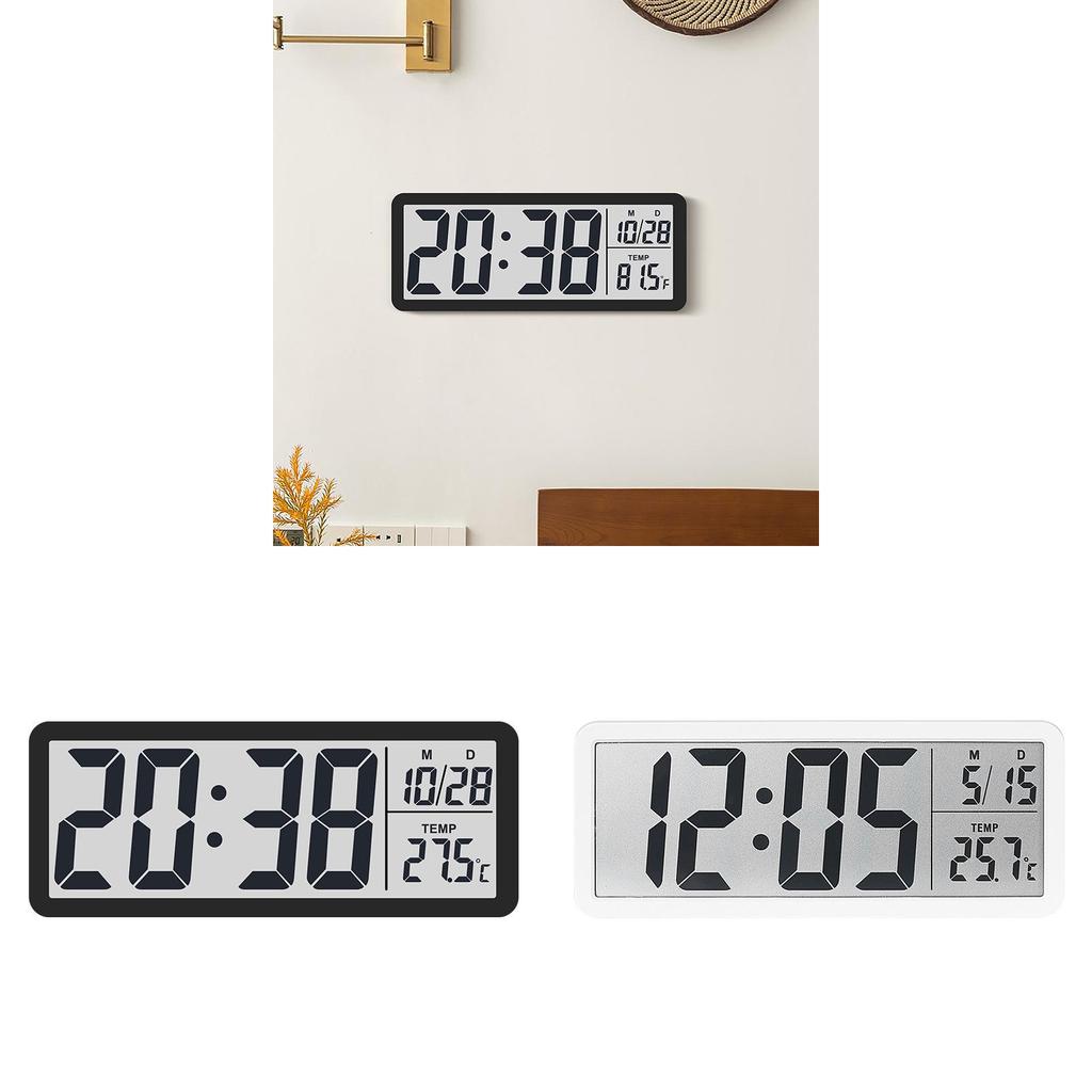 Modern Lcd Wall Clock With Temperature And Humidity Display For Living Room Decor