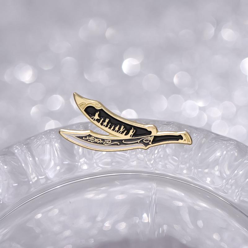 Alloy Elegant Cartoon Brooch With Retro Sword Shape For Fashionable And Artistic Wear