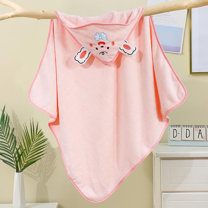 Newborn Cartoon Hooded Swaddle Blanket - Absorbent Coral Fleece for Spring & Autumn