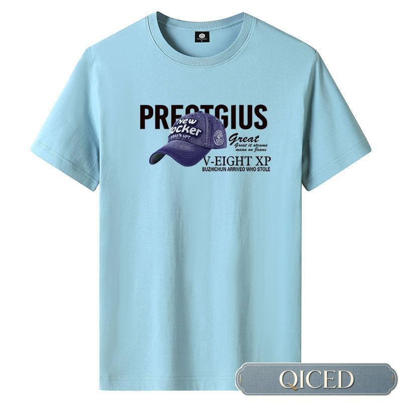 QICED Men's Fashion Casual Summer Spring O-Neck Short Sleeve Blouses & Shirts Casual Chic
