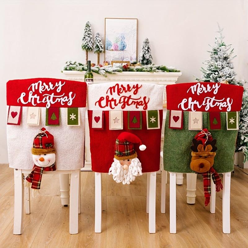 

3pcs Christmas Chair Covers Set Festive Holiday Party Decorations, No Power Needed New Banner Chair Cover