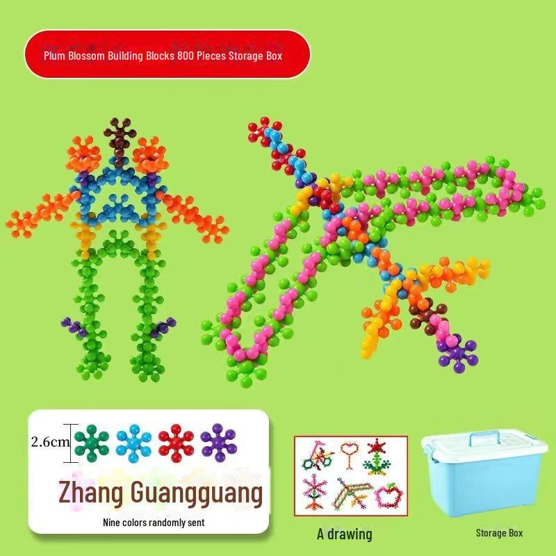 3D Drehbarer Pflaumenblüten-Baustein-Puzzle für Kinder