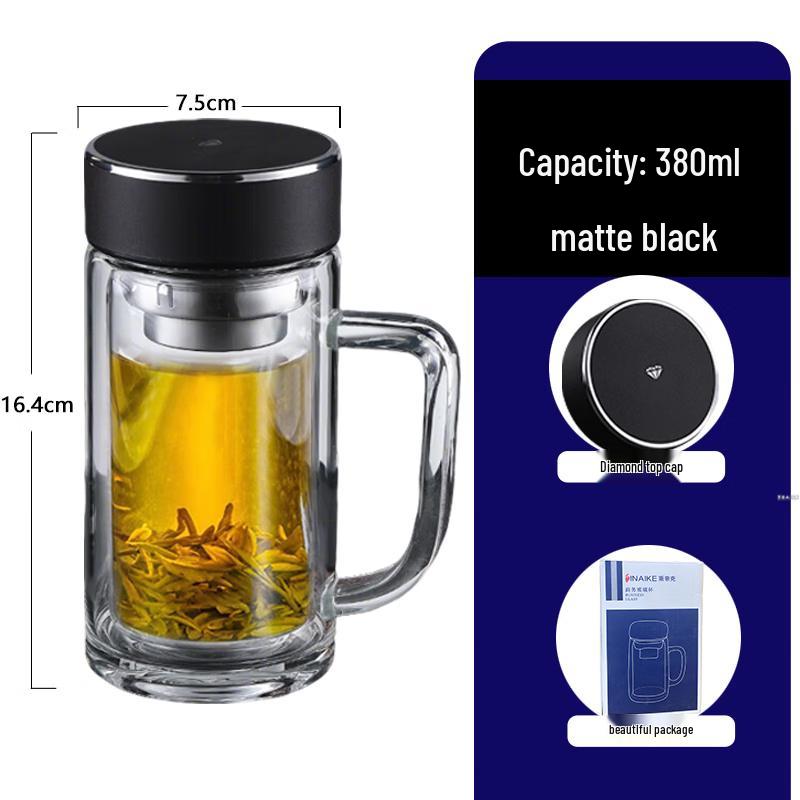 Snake Double-Layer Transparent Glass Cup with Handle